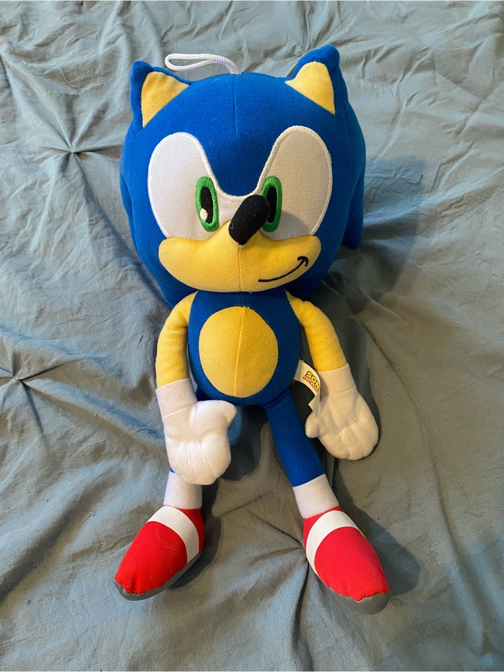 Blue and Yellow Plush Hedgehog Toy with Red Shoes - Kids Stuffed Character